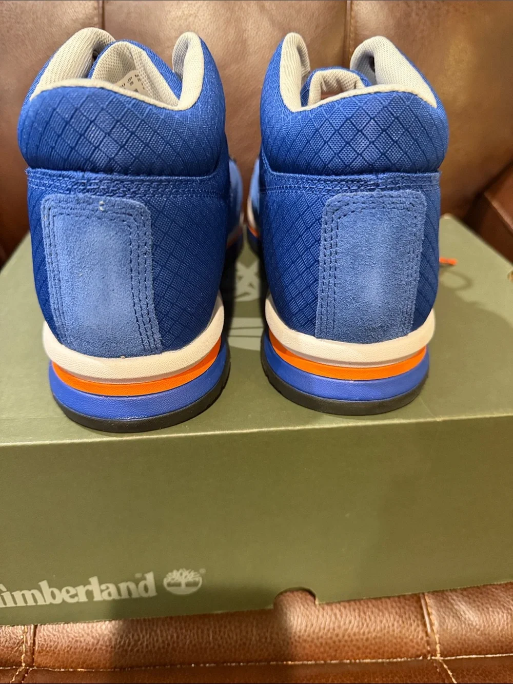 Timberland Royal Blue Suede Sneakers with Orange Laces